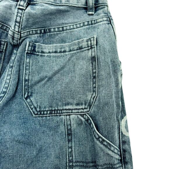 PACSUN Women's 24 Vintage Daisy Carpenter Blue Jeans Side Slit High Rise y2k 90s - Picture 4 of 11